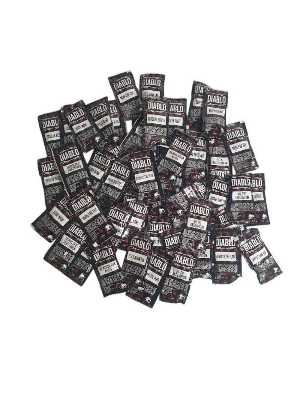 Taco Bell Diablo Hot Sauce Lot of 50 Packs Various Sayings White Elephant Gift